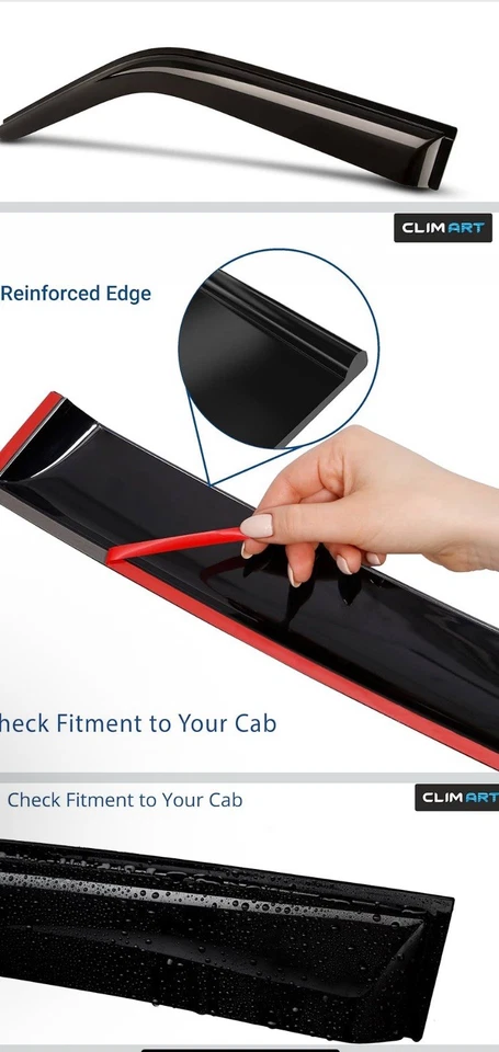 Deflectores de ventana lateral protectores de lluvia para 17-25 Ford F250-F550 Super Duty SuperCrew Foto 3 de 4