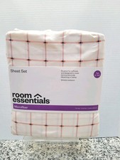 Target Room Essentials Microfiber Multicolor Grid Twin XL Sheet Set New