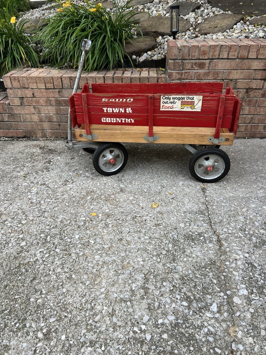Vintage Wood Radio Flyer Town And Country Wagon. Ford Giveaway Toy