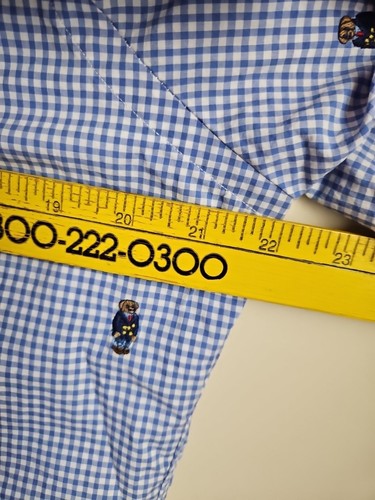 Ralph Lauren Button Front Shirt Sz L Slim Fit Blue Plaid Embroidered Polo Bears - Picture 6 of 9