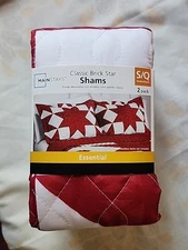 Mainstays Classic Brick Star Shams 2 pc Standard Queen Quilted Geometric