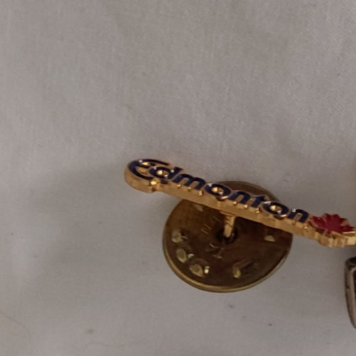 VINTAGE ENAMEL DESIGN LAPEL PIN    EDMONTON  CANADA