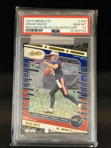 2024 Panini Absolute #103 Drake Maye Red White & Blue Kaleidoscope PSA 10 RC🔥