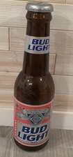 Bud Light 21.5" Tall Plastic Beer Bottle Coin Bank Removable Cap Man Cave Decor
