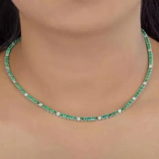 15Ct Round Cut Lab-Created Emerald Diamond Tennis Necklace 14k White Gold Plated