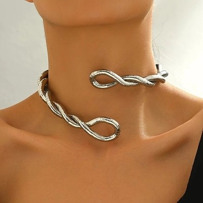 Women's Gold Tone Geometric Wrap Choker Necklace Statement Collar Chain Jewelry