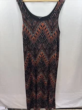 J For Justify Dress Women’s 2X Maxi Tribal Rust Black Sleeveless Pullover