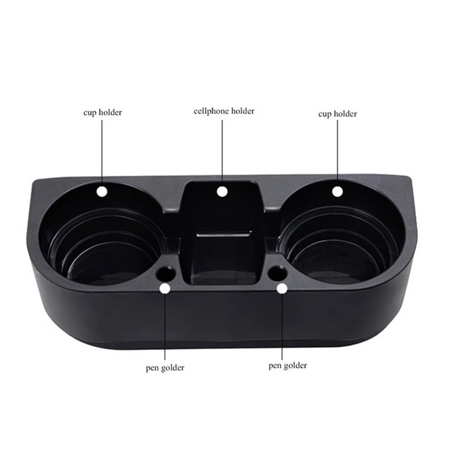 Soporte para taza de bebida negro teléfono bolígrafo tarjeta caja de almacenamiento soporte montaje para asiento de coche hueco Foto 4 de 4