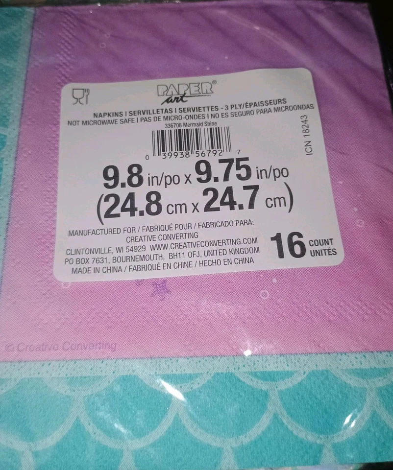 NEW Mermaid Shine Party Kit with Shaped Banner, 8 Tiaras, 8 Plates, 16 Napkins - Image 4 of 4