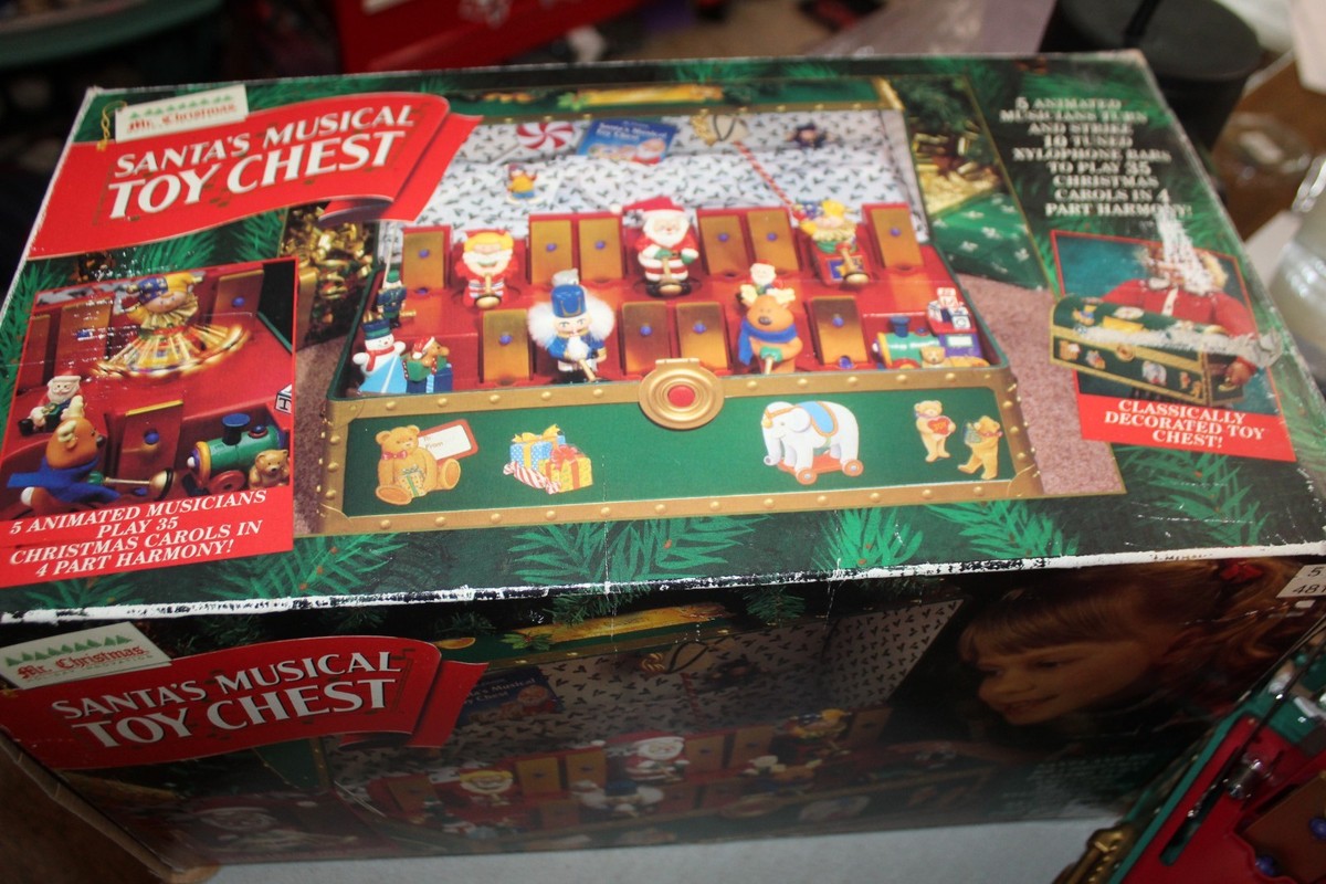 Vintage 1994 Mr Christmas Santas Music Animated Toy Chest Box 35