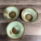 3 Frankoma Pottery Plainsman Green 5X Cereal Bowls 5 1/2" Bowl Prairie