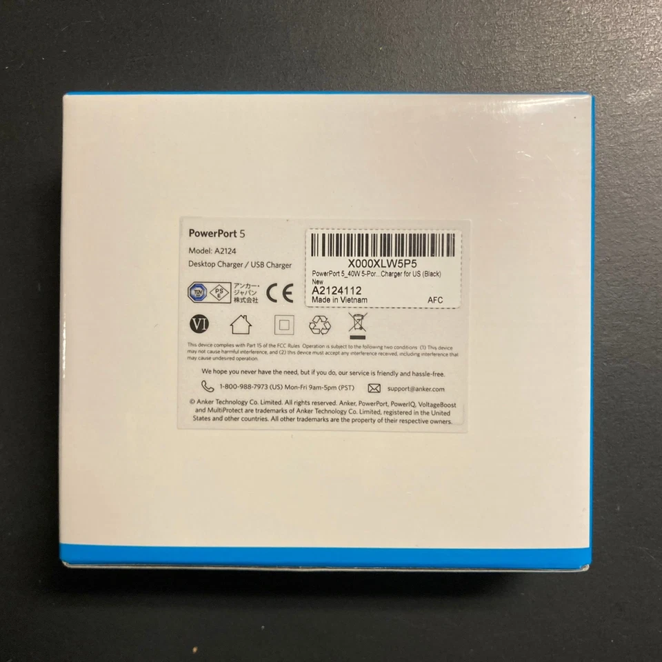 Anker A2124 PowerPort 5 40W 5-Port USB Wall Charger Black - Image 4 of 4