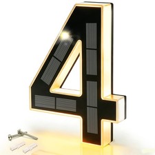 ISUNMEA 9 Inch Solar Lighted House Numbers for Outside, Light Up 9IN, 4-Black