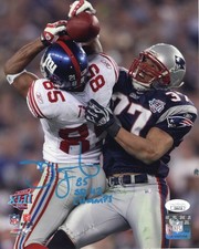 David Tyree autographed signed inscribed 8x10 photo NFL New York Giants JSA COA