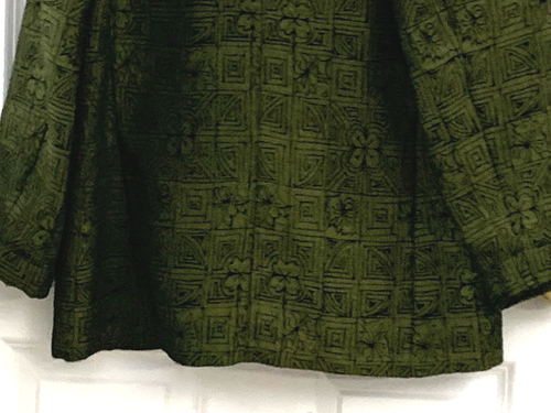 CHICO'S DESIGN BLAZER Size 2 (12 - M/L) Hidden Buttons Olive & Black Crinkle - Picture 7 of 14