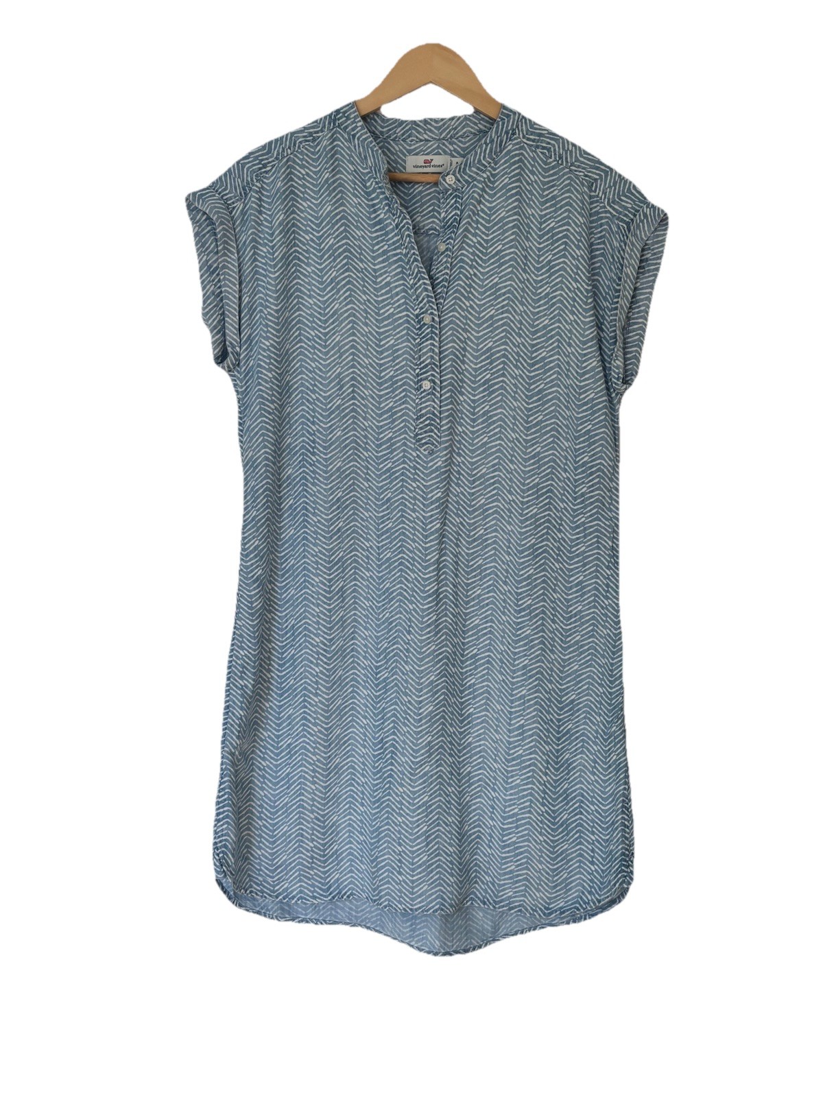 Vineyard Vines Blue & White Chambray Shirt Dress Women's Summer Preppy Size 8