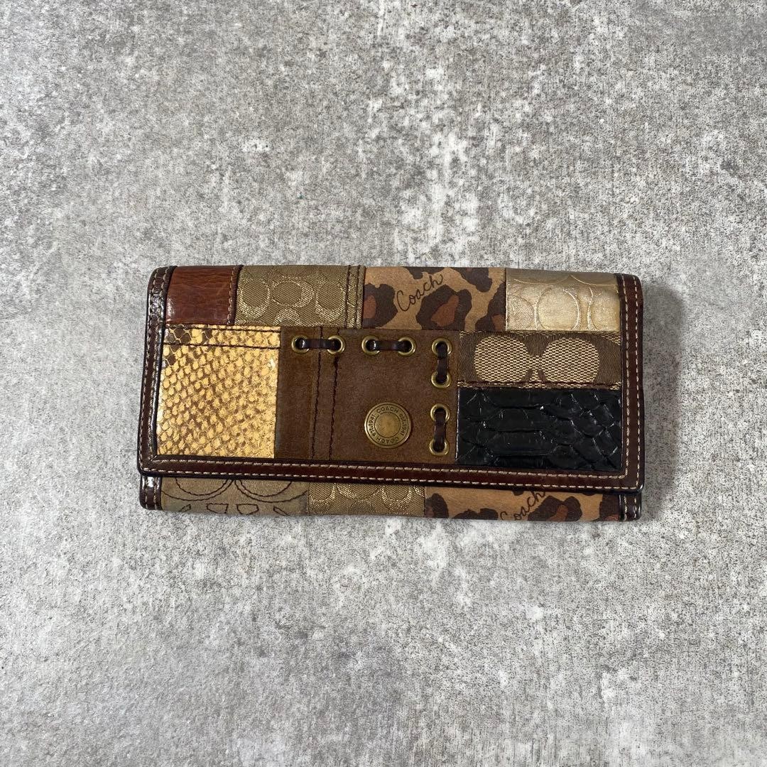 COACH Patchwork Crocodile Python Leather Long Wal… - image 10