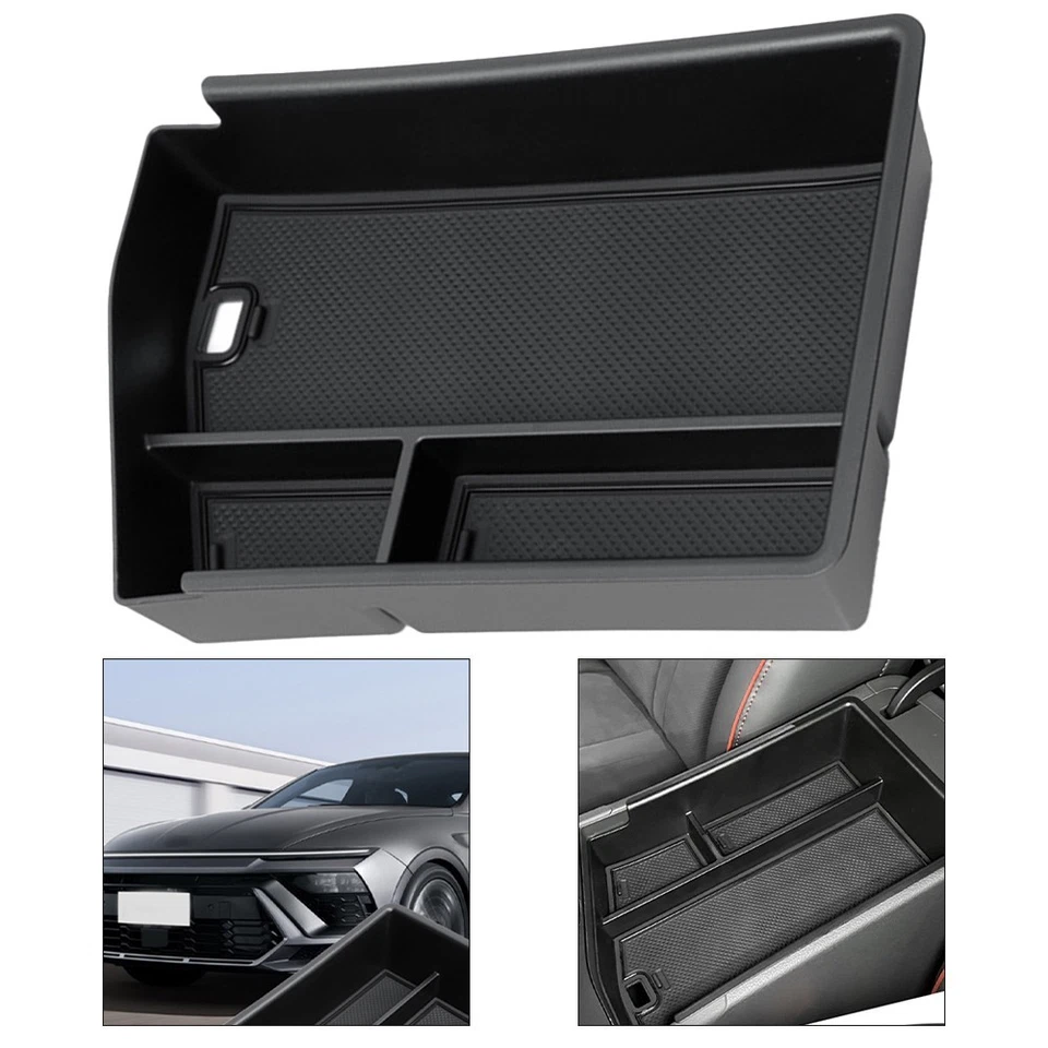 Sonata 2024 Armrest Storage Car Interior Organization Anti-corrosion Black Color - Image 3 of 4