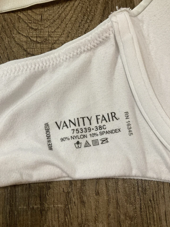 Vanity Fair White Front Close Full Coverage T Shirt Bra Size 38C - Image 2 of 4