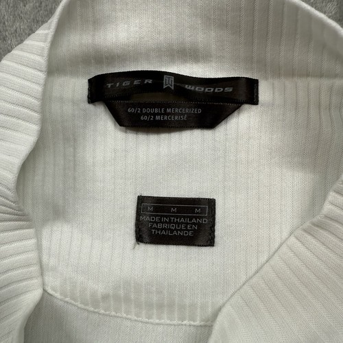 Tiger Woods Shirt Men’s M White Cotton 60/2 Double Mercerized Short Sleeve Golf - Picture 4 of 9