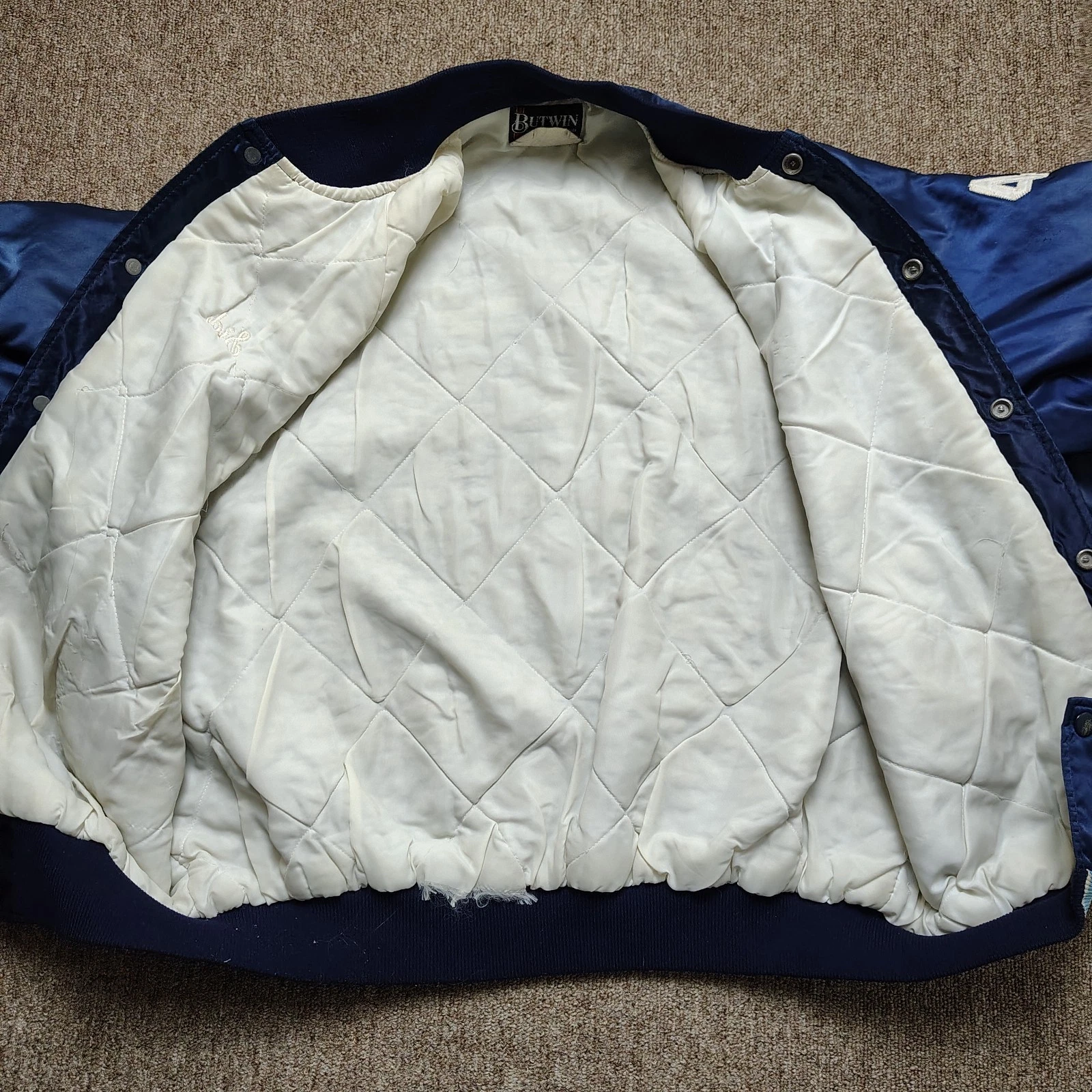 Vintage BUTWIN Jacket Men XL Blue 1987 Softball League Satin Button Up 80s - product detail image 6