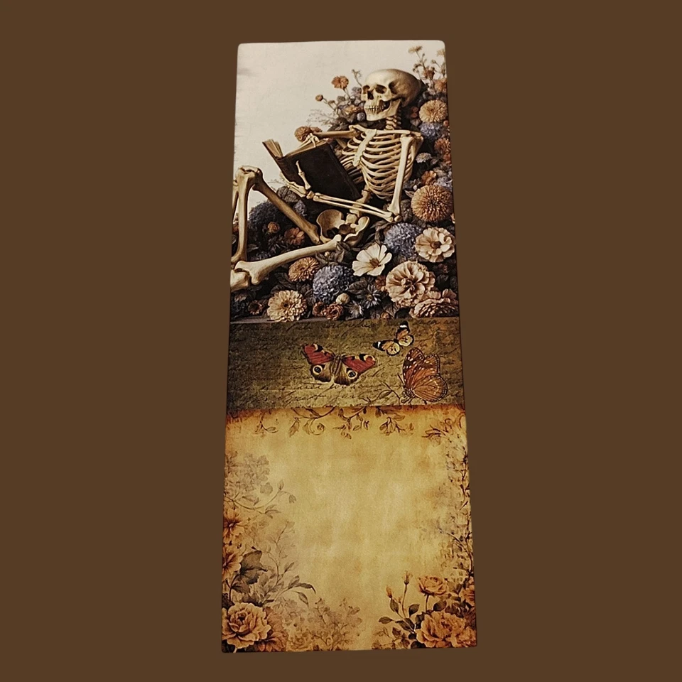 Handmade Vintage Skeleton Reader – Gothic Floral Bookmark - Image 2 of 2