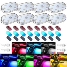Car LED Lights for Car Interior, 7 Colors Magnetic USB Wireless LED 8 PCS