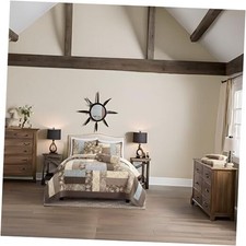 100 Cotton Patchwork Comforter Set 3 Pcs Quilt Sets Cabin Queen Brown Stripe a