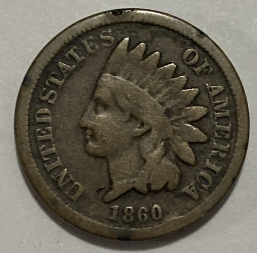 1860 Rounded Bust Indian Head Cent Exact Coin Imaged #IND87