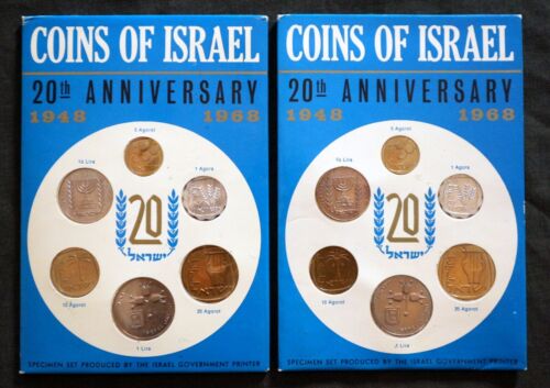 COINS OF ISRAEL 20th Anniversary 1948-1968 2 Packs Sealed (12) Coins Mint Uncirc