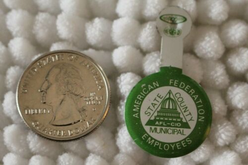 American Federation Employees AFL-CIO Municipal Tab Foldover Pinback Button