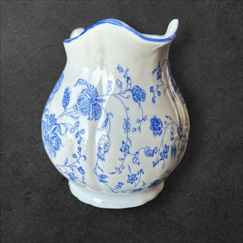 🫖 Set Milchkännchen und Zuckerdose aus weißem Porzellan Blumendekor blau. - Bild 18 von 22