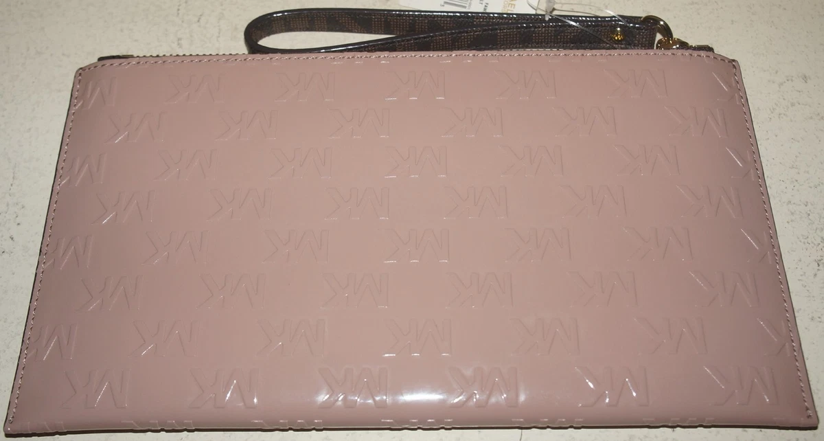 New Michael Kors 38F3GJ6W3A Jet Set Large Zip Clutch Wristlet Bag Fawn