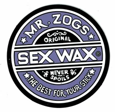 MR ZOGS SEX WAX Purple Sticker Decal 3"x3"...Surf Skateboard Surfing Zoggs