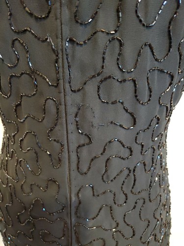 Vintage Laurence Kazar Womens Black Cocktail Beaded Dress Size M - Picture 7 of 11