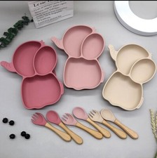 Elephant Feeding Plates  100 Silicone  Divided Plates  Set of 2  Multicolor