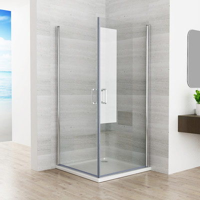 90 x 90 cm Duschkabine Duschwand 180° Eckeinstieg Schwingtür Dusche NANO 195cm Z