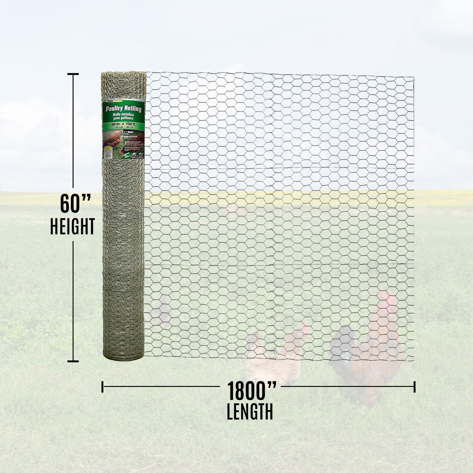 YARD GARD 150 Foot Galvanized Poultry Chicken Coop Wire Netting Mesh