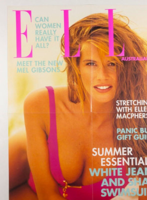 ELLE MacPHERSON Cover RIESIGES ausklappbares Original Poster MAGAZIN Australien Ausgabe 90er
