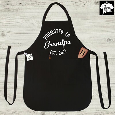 Grandpa EST Apron New Papa Chef Poppy Grandfather Fathers Day Christmas Gift 