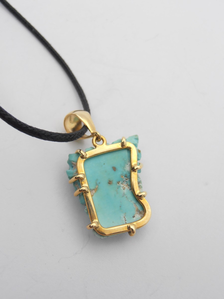 Pendentif Or Jaune 18 Carats Avec Camée Turquoise - Neuf, Marque Cozzi Gioielli