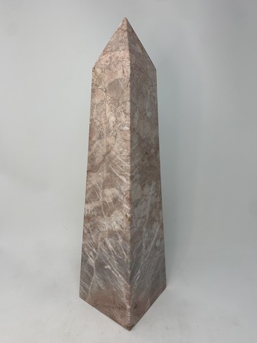 16” Vintage Carved Pink Marble Stone Obelisk Pyramid Sculpture 14.5 Pounds - Picture 3 of 10