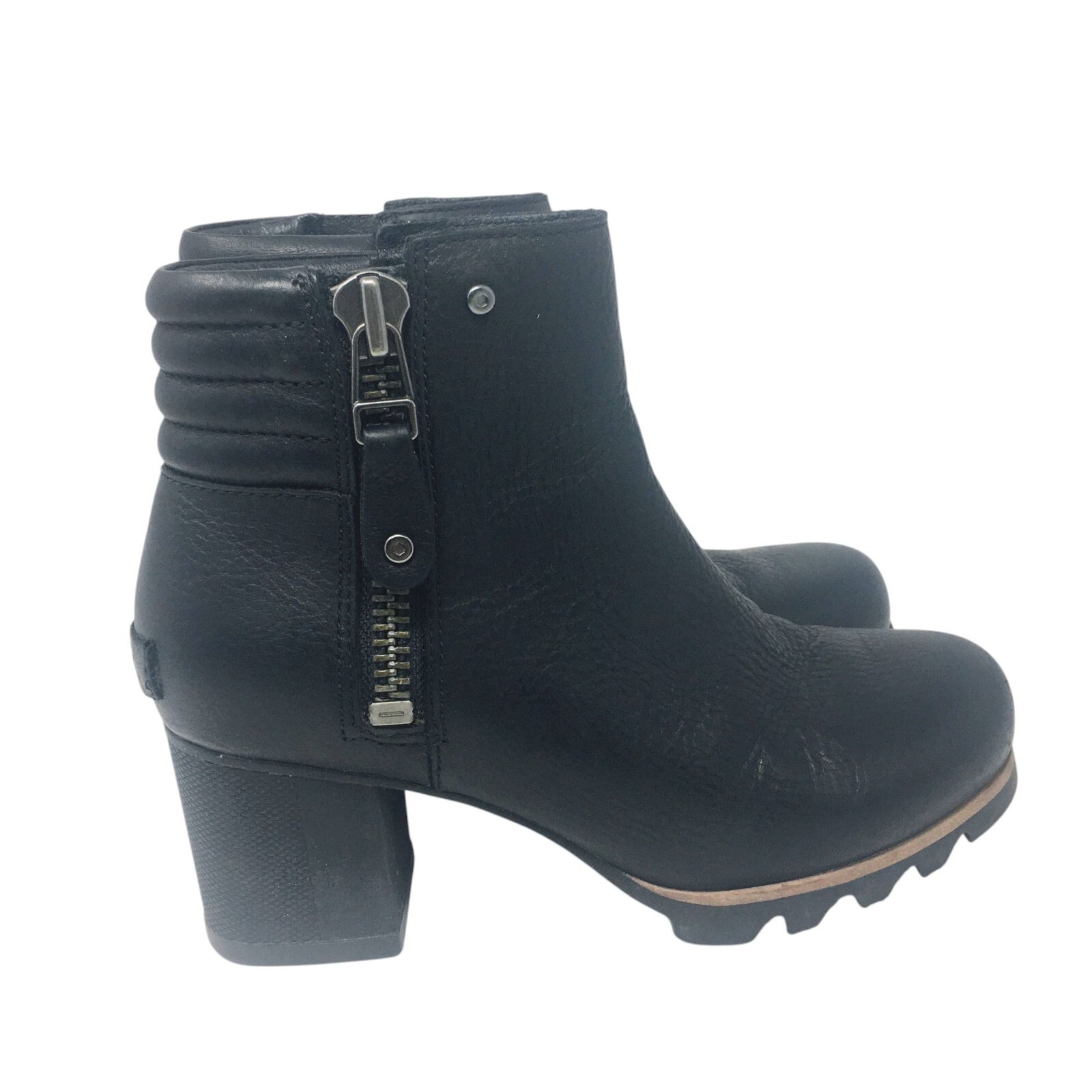 SAOLA Stivaletto Sorel Danica in pelle con zip laterale suola a strappo tacco a blocco nero da donna taglia 6