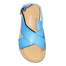 Toddler Girls Gail Two Piece Footbed Sandals Sky Blue Glitter Cat & Jack 12 NEW