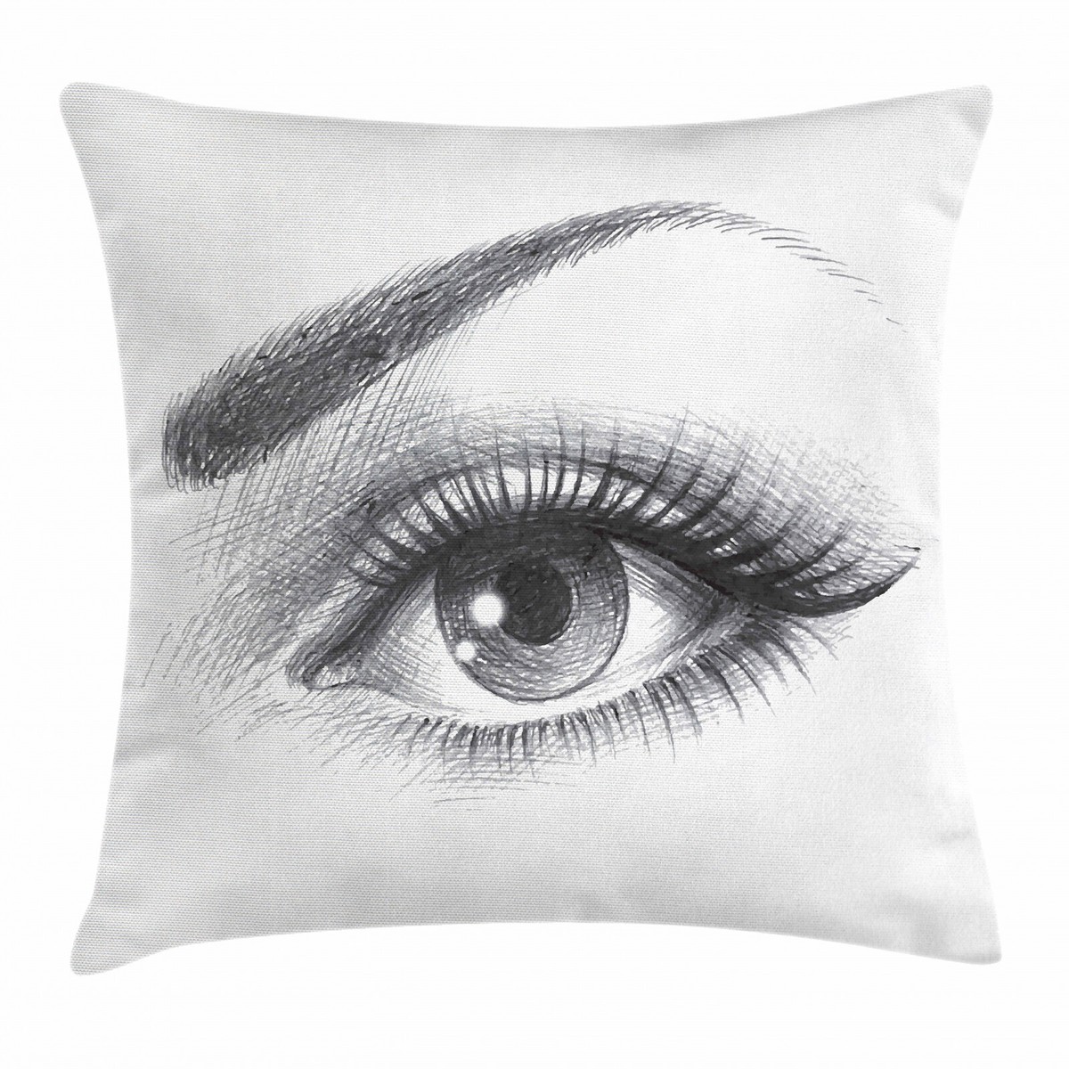 Eye Throw Pillow Cushion Cover Pencil Drawing Style Art UK