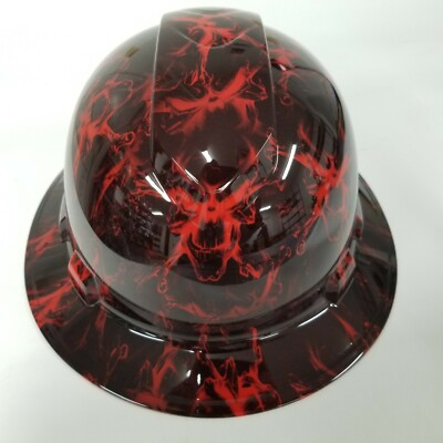 NEW FULL BRIM Hard Hat custom hydro dipped IN RED AND