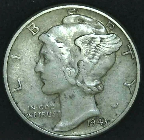 1943-P 10C Mercury Dime AU 90% Silver 22oct0515-2