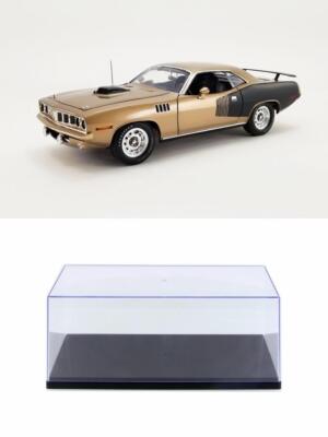 DIECAST CAR W/DISPLAY CASE 1971 PLYMOUTH HEMI BARRACUDA LEAF W/ A1806126 1/18