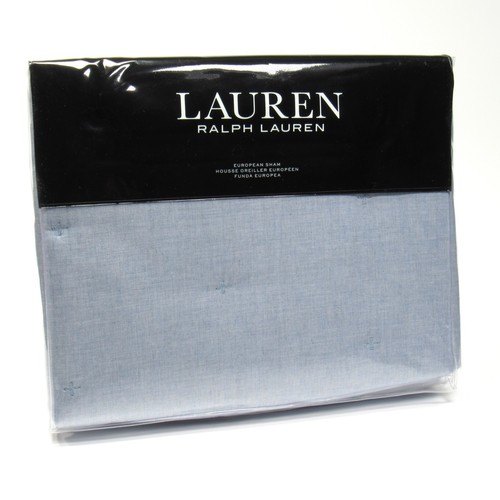 Ralph Lauren European Sham GRAYDON Quilted Chambray Blue 100% Cotton 26" x 26" - 第 1/6 張圖片