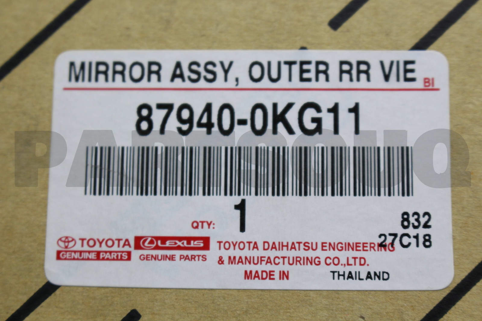 879400KG11 Genuine Toyota MIRROR ASSY, OUTER 87940-0KG11 | eBay